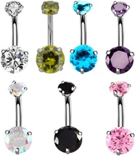 14 Gauge 3/8 Inch Internal Threaded 316L Surgical Steel Barbell Belly Navel Ring