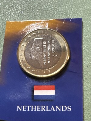 #ad Coin Netherlands 1 Euro 1999 KM240 bimetallic BU $3.50