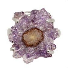 Natural Amethyst Stalactites 925 Sterling Silver Ring Jewelry s.7 CR73181
