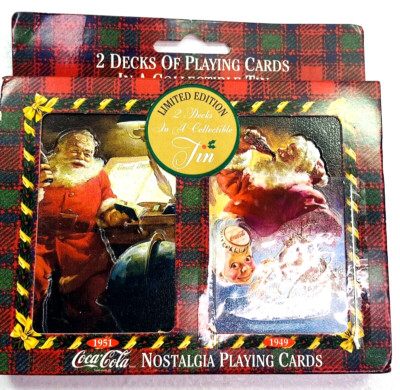 NIP Coca-Cola Coke Nostalgia Playing Cards 2 Decks In Collectible Tin 49/51 1997