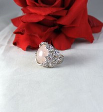 Sterling Silver Sparkling Pink Rose Quartz Domed 18.13g Ring size 7 CAT RESCUE