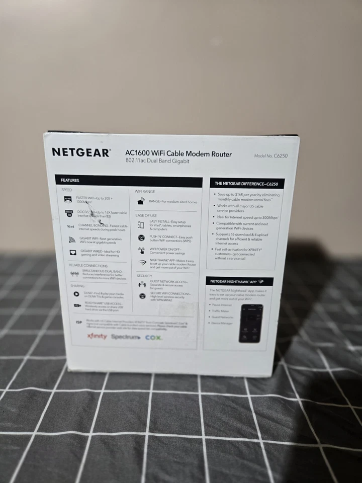 NETGEAR AC1600 Wifi Cable Modem Router | 802.11ac Dual Band Gigabit Modem Router - Image 4 of 4