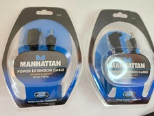Manhattan 1ft Power Extension Cable (382922), NEW.  Lot of 2