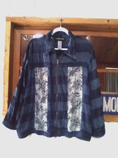 Sag Harbor Vintage Plaid Beaded Zip Up Jacket Size 14
