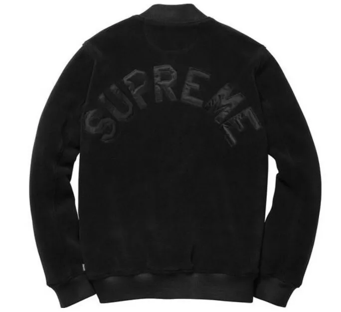 Blouson bombardier universitaire FW14 Supreme Polartec taille M noir moyen rare vintage