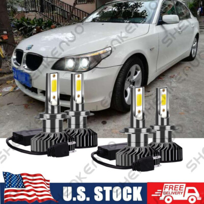 FOR BMW 330Ci 325Ci 01-06 525i 530i 04-07 - Front LED Headlight 4X Bulbs Hi-Lo