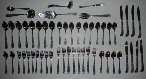 Lifetime Edelstahl Blumen Garten Besteck Set Service für 8, 6 Portionen, 54 Teile