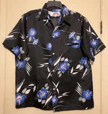 Vintage Paradise Found Hawaiian Shirt Floral Aloha Sz L Mi USA Polyester