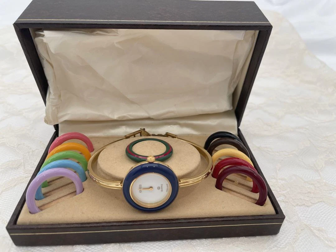Lunette à Changer GUCCI 12 Couleurs 1100 L Quartz Or Excellent avec Boîte   Envoi Rapide !!