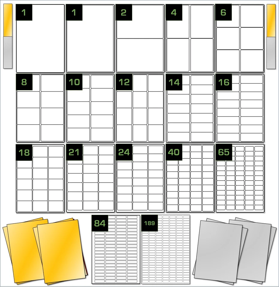GO2PRODUCTS LIMITED Premium Matt Metallic Labels | Silver & Gold Labels | A4 Laser Labels On Sheets