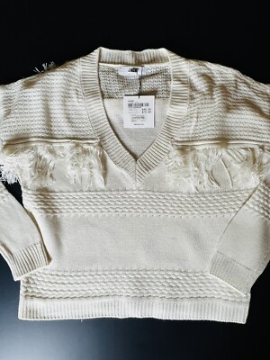 Jack BB Dakota Women's Knit Fringe Sweater Sz L Boho Top