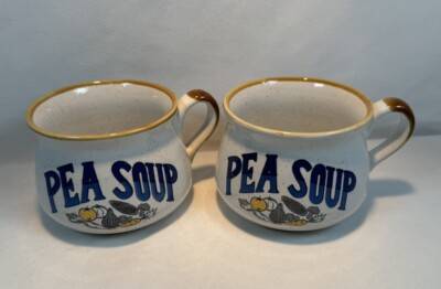 VTG FESTIVAL GRES STONE WARE KOREA Pea Soup Cup/Bowl w/Handle Set of 2 Perfect