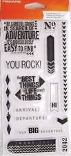 In Search of Adventure Fiskars Clear Acrylic Stamp Set 103740-1001 NEW 