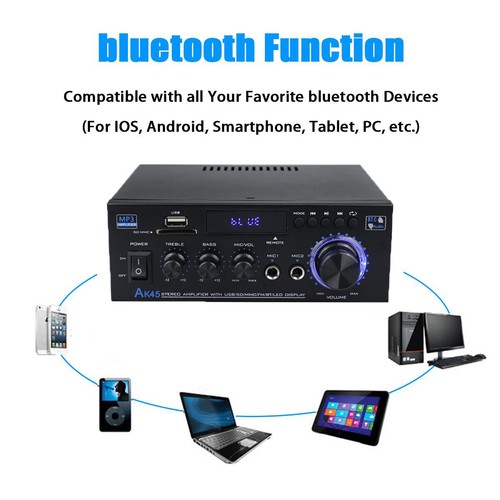 Amplificatore Digitale Sound Bluetooth 2 Canali HiFi Stereo AMP FM USB Telecomando - Foto 4 di 29
