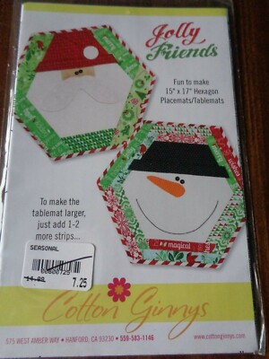 JOLLY FRIENDS QUILT PATTERN PLACEMATS TABLEMATS COTTON GINNYS SNOWMAN SANTA