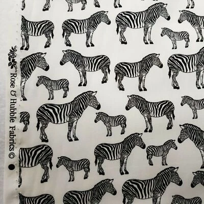 100% Cotton Poplin Fabric Rose and Hubble Zebra