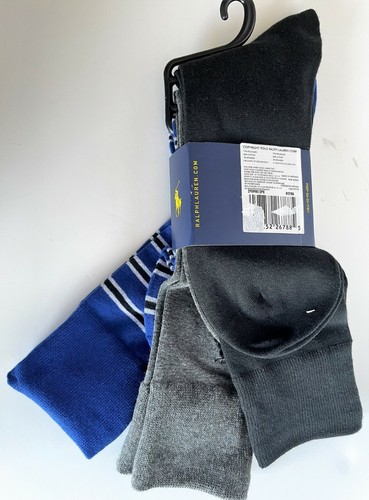 POLO RALPH LAUREN - Men's Socks (NWT) Blue Gray Black (3 Pairs - Dress Socks) - Picture 2 of 2
