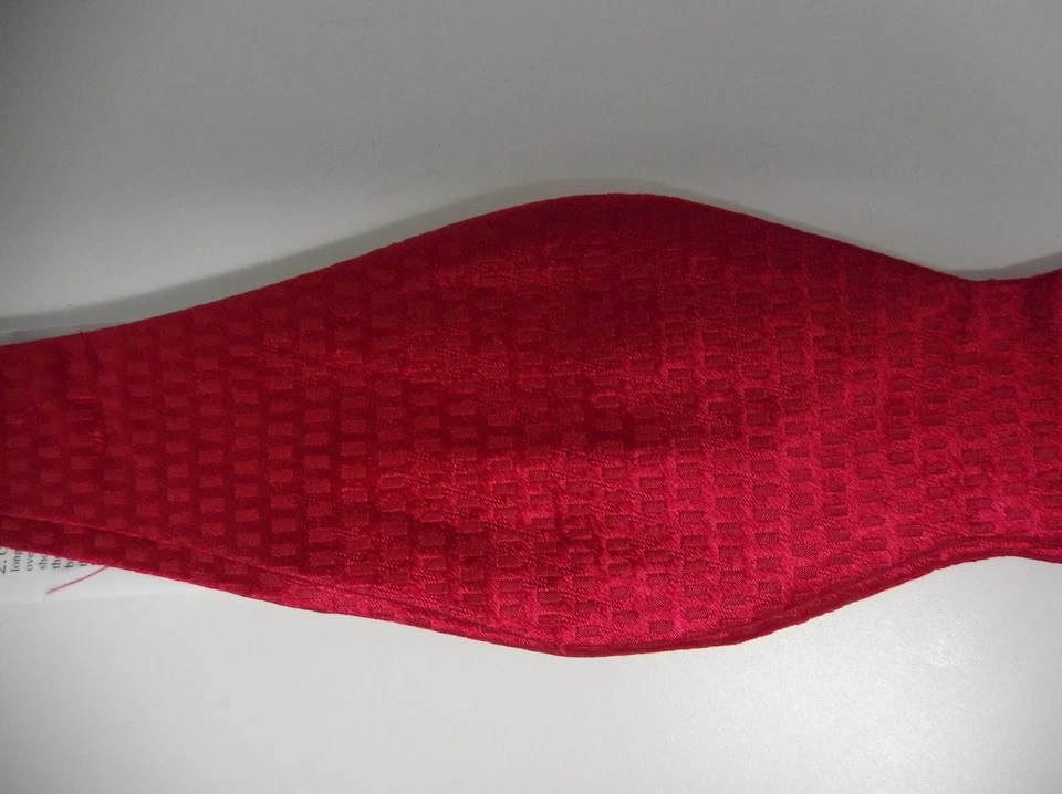 Bow Tie Men Silk Solid Red SELF TIE Bowtie - Image 2 of 3