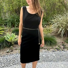 DOLCE & GABBANA Black Wool Sleeveless Midi Sheath Cocktail Dress - US 8 