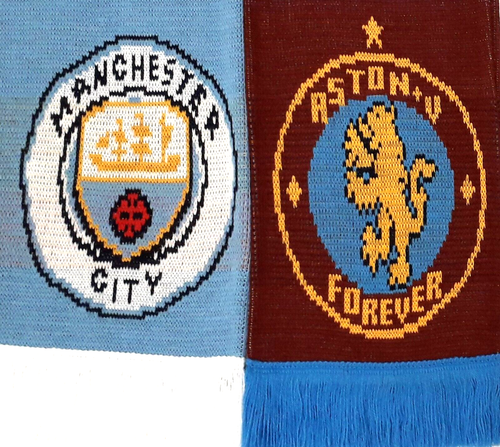 Aston Villa v Manchester City Home & Away Match Scarf / Football Memorabilia - Picture 7 of 11