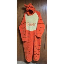 Disney Catalog Tigger Costume Adult Large Orange One Piece Hood Tail Winnie Pooh