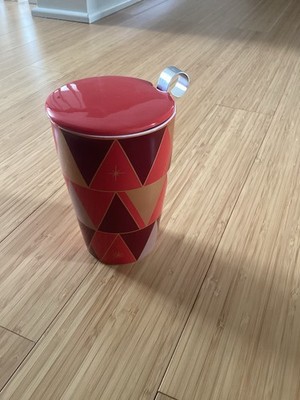 TEA FORTE INFUSER, porcelain,  Rare Triangle Print TUMBLER Mug TEA CUP 