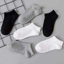 10 Pairs Men's Casual Boat Socks Breathable Sweat Absorbing Solid Colo