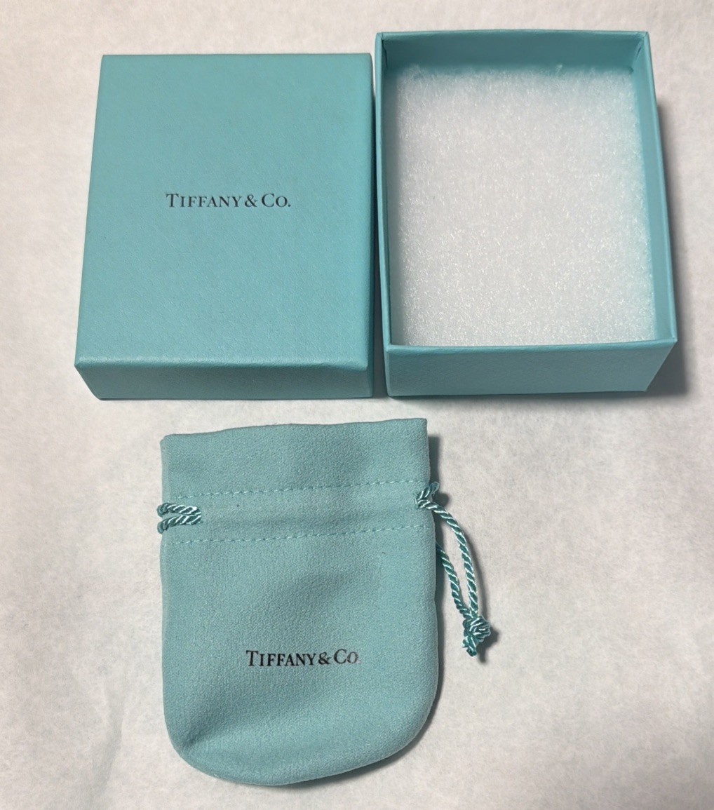 Tiffany & Co Empty 3.75" x 3" x 1.5"  Blue Gift Box/Travel Pouch 2pc set “Dusty”