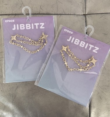 Crocs gold Rhinestone Star chain Authentic Jibbitz Charms Set Of 2