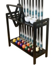 Pool Stick Holder Floor Stand Holds 9 Cues Pool Table Accessories. Wooden 2...