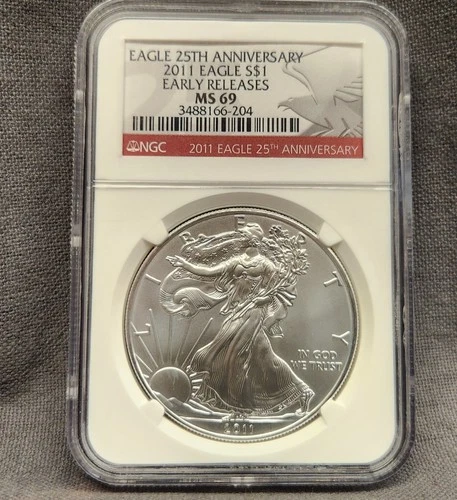 2011 $1 American Silver Eagle NGC Certified MS69 Early Releases 25th Anniversary
