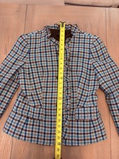 Talbots Blue Green Plaid Wool Tweed Blazer Jacket Size 6 Formal Business Career