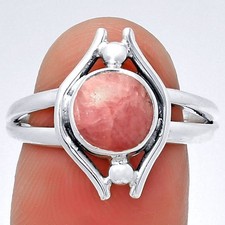 Natural Rhodochrosite Argentina 925 Sterling Silver Ring s.8 Jewelry R-1663