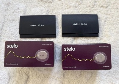 Stelo Oura Ring Continuous Glucose Biosensor Kit 2-2packs Dexcom-4 sensors