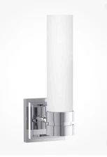 Park Harbor Como Polished Chrome 1 Light  Bathroom Sconce  w Frosted Glass Shade