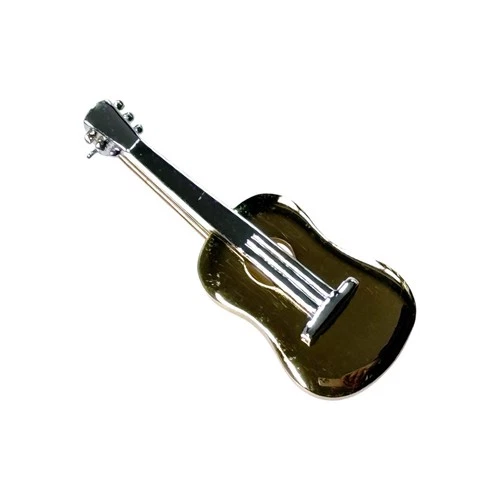 Trifari Guitar Pin Brooch Gold and Silver Tone Metal Music Theme Vintage Jewelry