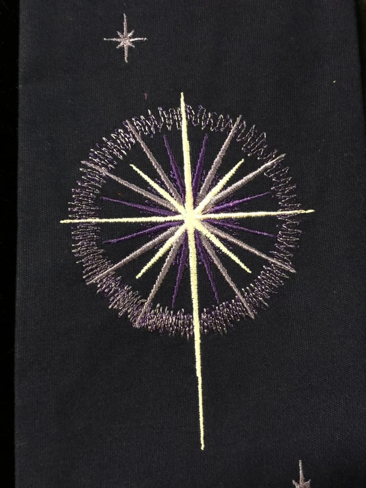 Advent Clergy Stole with Nativity Star and night sky. Embroidery - Image 2 of 3