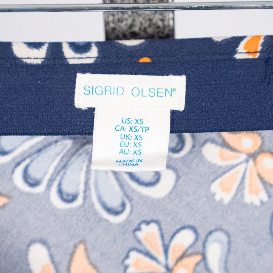 Falda Recta Sigrid Olsen Colorida Floral Longitud Midi Talla XS Retro Artística Audaz Foto 3 de 3