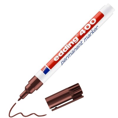 edding 400 permanent marker - brown - 1 pen - fine round tip 1 mm - waterproof, 
