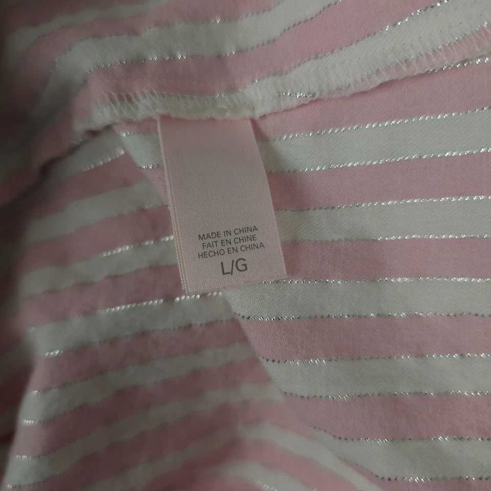 Camisa para dormir Victoria's Secret para mujer grande rosa plateada metálica a rayas abotonada Foto 4 de 4