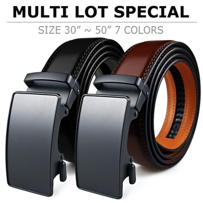 #ad Genuine Leather Mens Ratchet Belt Belts For Men Adjustable Automatic Buckle $21.95