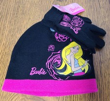 Barbie Mattel Girls Knitted Beanie Hat Glove Set Sz 4-16 New