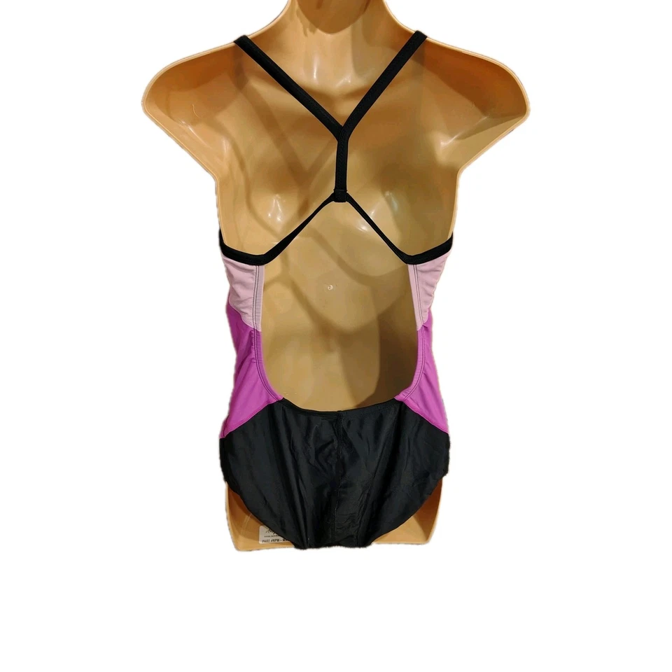 CHAMPION Black Purple Pink Racer back  One Piece Swimsuit Size XL B57 - Image 3 of 4