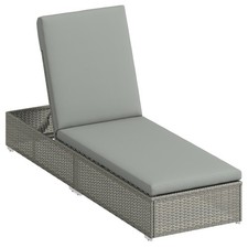 Outsunny Patio Rattan Chaise Lounge Garden Pool Wicker Sun Lounger Adjustable