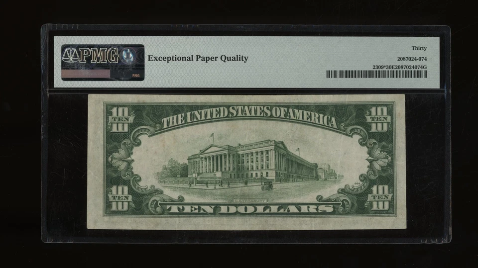 DBR 1934-A $10 North Africa Silver STAR Fr. 2309* PMG 30 EPQ Serial *01190268A - Image 2 of 2