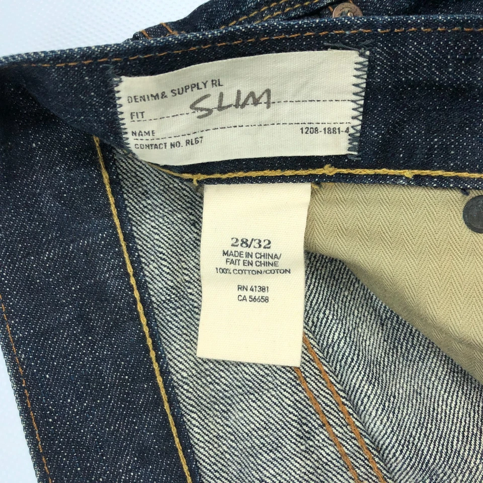 Pantalones de mezclilla Ralph Lauren para hombre 28x32 ribete ajustado botón mosca Foto 3 de 4