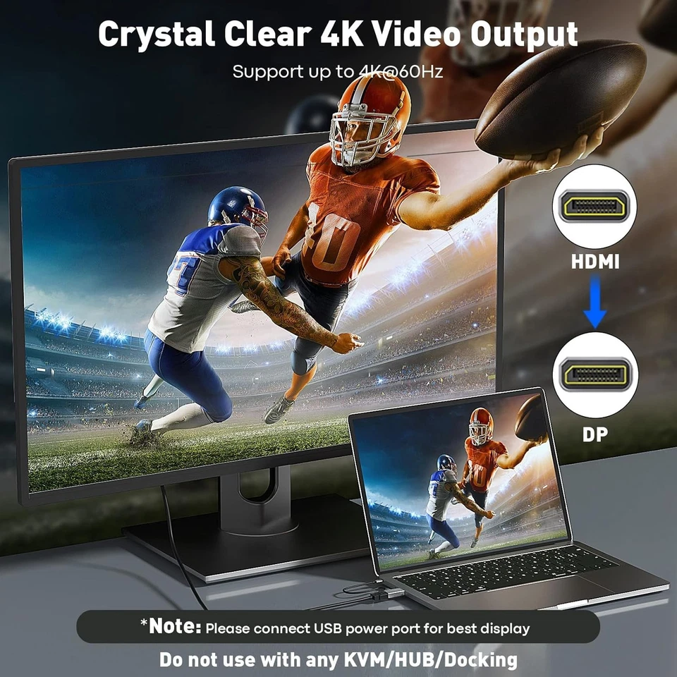 Uni-Directional HDMI Male to DP Female Adapter - 4K 60Hz High-Speed Performance - Image 4 of 4