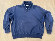 Elwood Heavyweights Navy Blue Crewneck Collard Polo Long Sleeve Mens Large