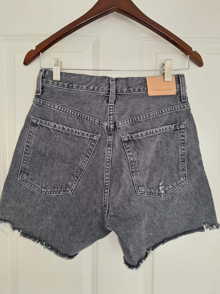 Citizens of Humanity Womens High Rise Distress  Denim Shorts Black Size 25 - Image 2 of 4