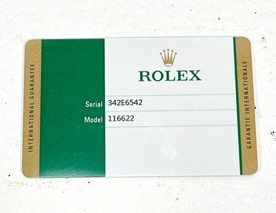 ORIGINAL ROLEX 116622 Yacht-Master Watch Card 2018 Platinum Rolesium...